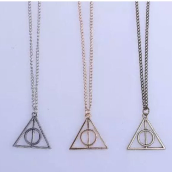 Deathly Hallows Symbol Silver or Bronze Necklace - Picture 3 of 3